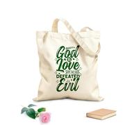 AILOONG Reusable Shopper Bags god is love and he has defeated evil 340g/m² thick fabric Foldable