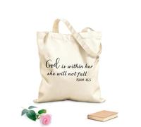 AILOONG Reusable Shopper Bags God is within her she shall not be moved. Psalm 46:5 340g/m² thick fabric Foldable