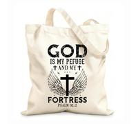 AILOONG Reusable Shopper Bags god or jesus faith typographic graphic vintages design 12 oz thick fabric Foldable 31x36cm Medium