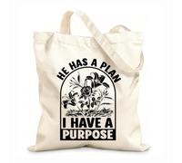AILOONG Reusable Shopper Bags he has a plan i have a purpose christian with inspirational message 12 oz thick fabric Foldable 31x36cm Medium