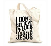 AILOONG Reusable Shopper Bags I Don;T Believe In Luck I Believe In Jesus 12 oz thick fabric Foldable 35x40cm Large