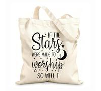 AILOONG Reusable Shopper Bags if the stars are made to worship so will i christian design 12 oz thick fabric Foldable 31x36cm Medium