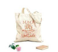 AILOONG Reusable Shopper Bags Inspirational Portuguese quote: It's never too late as long as you have the will don't let your dreams just be dreams. 340g/m² thick fabric Foldable