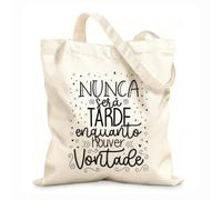 AILOONG Reusable Shopper Bags Inspirational Portuguese quote: It's never too late as long as you have the will don't let your dreams just be dreams. 12 oz thick fabric Foldable 35x40cm Large