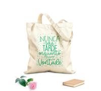 AILOONG Reusable Shopper Bags Inspirational Portuguese quote: It's never too late as long as you have the will don't let your dreams just be dreams. 340g/m² thick fabric Foldable