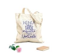 AILOONG Reusable Shopper Bags Inspirational Portuguese quote: It's never too late as long as you have the will don't let your dreams just be dreams. 340g/m² thick fabric Foldable