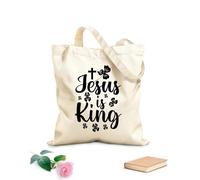 AILOONG Reusable Shopper Bags jesus is king file 12 oz thick fabric Foldable 25x30cm Small