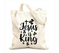 AILOONG Reusable Shopper Bags jesus is king file 12 oz thick fabric Foldable 35x40cm Large