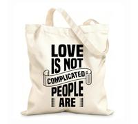 AILOONG Reusable Shopper Bags love is not complicated people are typography art 12 oz thick fabric Foldable 25x30cm Small