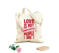 AILOONG Reusable Shopper Bags love is not complicated people are typography art 340g/m² thick fabric Foldable