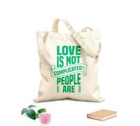 AILOONG Reusable Shopper Bags love is not complicated people are typography art 340g/m² thick fabric Foldable