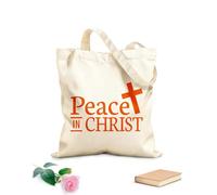 AILOONG Reusable Shopper Bags my peace i give you peace in christ bible scripture from gospel of john 340g/m² thick fabric Foldable