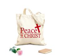 AILOONG Reusable Shopper Bags my peace i give you peace in christ bible scripture from gospel of john 340g/m² thick fabric Foldable