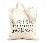 AILOONG Reusable Shopper Bags not perfect just forgiven design 12 oz thick fabric Foldable 31x36cm Medium