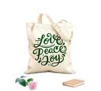 AILOONG Reusable Shopper Bags peace love joy lettering typography 340g/m² thick fabric Foldable