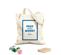 AILOONG Reusable Shopper Bags Pray more and worry less 340g/m² thick fabric Foldable