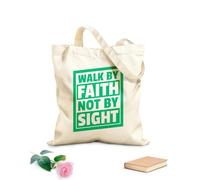 AILOONG Reusable Shopper Bags walk by faith not by sight typography quotes bible verse motivational words christian poster pro 340g/m² thick fabric Foldable