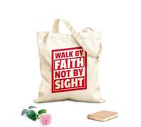 AILOONG Reusable Shopper Bags walk by faith not by sight typography quotes bible verse motivational words christian poster pro 340g/m² thick fabric Foldable