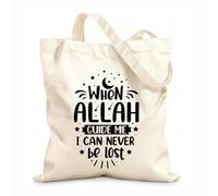 AILOONG Reusable Shopper Bags when allah guide me i can never be lost islamic best quotes lettering 12 oz thick fabric Foldable 31x36cm Medium