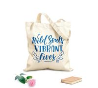 AILOONG Reusable Shopper Bags Wild Souls Vibrant Lives 340g/m² thick fabric Foldable