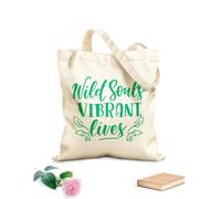 AILOONG Reusable Shopper Bags Wild Souls Vibrant Lives 340g/m² thick fabric Foldable