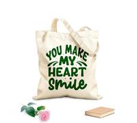 AILOONG Reusable Shopper Bags you make my heart smile design 340g/m² thick fabric Foldable