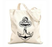 AILOONG Reusable Shopping Tote Bag 12 oz thick fabric Anchor Ocean Sea Cable Marine Sailor Beach House Customizable slogan 25x30cm Small