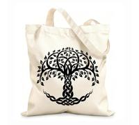 AILOONG Reusable Shopping Tote Bag 12 oz thick fabric Celtic Sacred Tree Of Life Ethnic Style Symbol Customizable slogan 25x30cm Small
