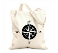 AILOONG Reusable Shopping Tote Bag 12 oz thick fabric Compass Earth Water Tourism Wind Rose Customizable slogan 31x36cm Medium