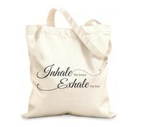 AILOONG Reusable Shopping Tote Bag 12 oz thick fabric Inhale The Future Exhale The Past Yoga Studio Meditationgz Customizable slogan 25x30cm Small