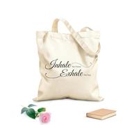 AILOONG Reusable Shopping Tote Bag 12 oz thick fabric Inhale The Future Exhale The Past Yoga Studio Meditationgz Customizable slogan 25x30cm Small