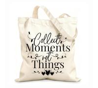 AILOONG Reusable Shopping Tote Bag 12 oz thick fabric Inspiring Phrase Lettering Collect Moments Customizable slogan 25x30cm Small