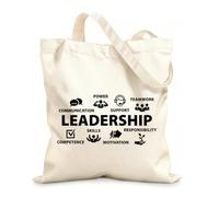 AILOONG Reusable Shopping Tote Bag 12 oz thick fabric leadership teamwork skills communication supportg Customizable slogan 31x36cm Medium