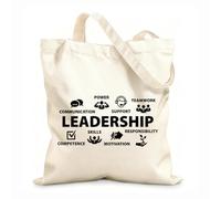 AILOONG Reusable Shopping Tote Bag 12 oz thick fabric leadership teamwork skills communication supportg Customizable slogan 25x30cm Small