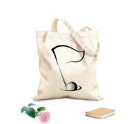 AILOONG Reusable Shopping Tote Bag 12 oz thick fabric playing golf emblem flag ball hole Customizable slogan 25x30cm Small