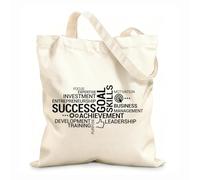 AILOONG Reusable Shopping Tote Bag 12 oz thick fabric success office motivational words business leadership Customizable slogan 35x40cm Large