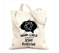 AILOONG Reusable Shopping Tote Bag 12 oz thick fabric think like a proton stay positive lettering motivation office Customizable slogan 35x40cm Large