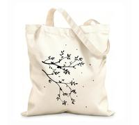 AILOONG Reusable Shopping Tote Bag 12 oz thick fabric Tree Branch Falling Leaves Natural Customizable slogan 31x36cm Medium