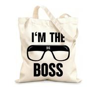AILOONG Reusable Shopping Tote Bag 12 oz thick fabric work job boss words im the boss office Customizable slogan 31x36cm Medium