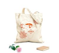 AILOONG Reusable Shopping Tote Bag 340g/m² thick fabric Africa Map Sun Trees Natural Landscape Savannah Mainland Customizable slogan