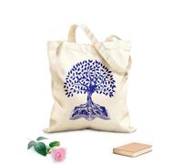 AILOONG Reusable Shopping Tote Bag 340g/m² thick fabric Big Tree Branch Root Open Book Customizable slogan