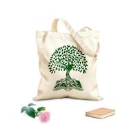 AILOONG Reusable Shopping Tote Bag 340g/m² thick fabric Big Tree Branch Root Open Book Customizable slogan