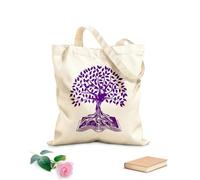 AILOONG Reusable Shopping Tote Bag 340g/m² thick fabric Big Tree Branch Root Open Book Customizable slogan