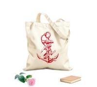 AILOONG Reusable Shopping Tote Bag 340g/m² thick fabric Inspirational Phrase Follow Your Dreams Anchor Customizable slogan