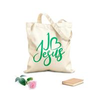 AILOONG Reusable Shopping Tote Bag 340g/m² thick fabric Lettering I Love Jesus Religion Customizable slogan