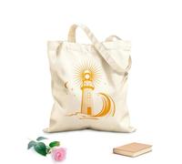 AILOONG Reusable Shopping Tote Bag 340g/m² thick fabric Lighthouse Wave Sea Ocean Style Moon Customizable slogan