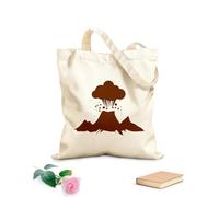 AILOONG Reusable Shopping Tote Bag 340g/m² thick fabric Natural Volcanic Eruption Mountain Volcano Dangerous Customizable slogan
