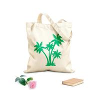 AILOONG Reusable Shopping Tote Bag 340g/m² thick fabric Palm Tree Beach Sea Style Island Natural Customizable slogan