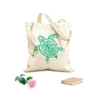 AILOONG Reusable Shopping Tote Bag 340g/m² thick fabric Sea Turtle Tribal Pattern Ocean Nautical Customizable slogan