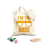 AILOONG Reusable Shopping Tote Bag 340g/m² thick fabric work job boss words im the boss office Customizable slogan